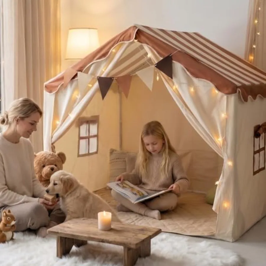 house play tent for indoor outdoor use, polyester fabric, multicolor, extra large foldable design with mat, star lights and col
house play tent for indoor outdoor use, polyester fabric, multicolor, extra large foldable design with mat, star lights and col