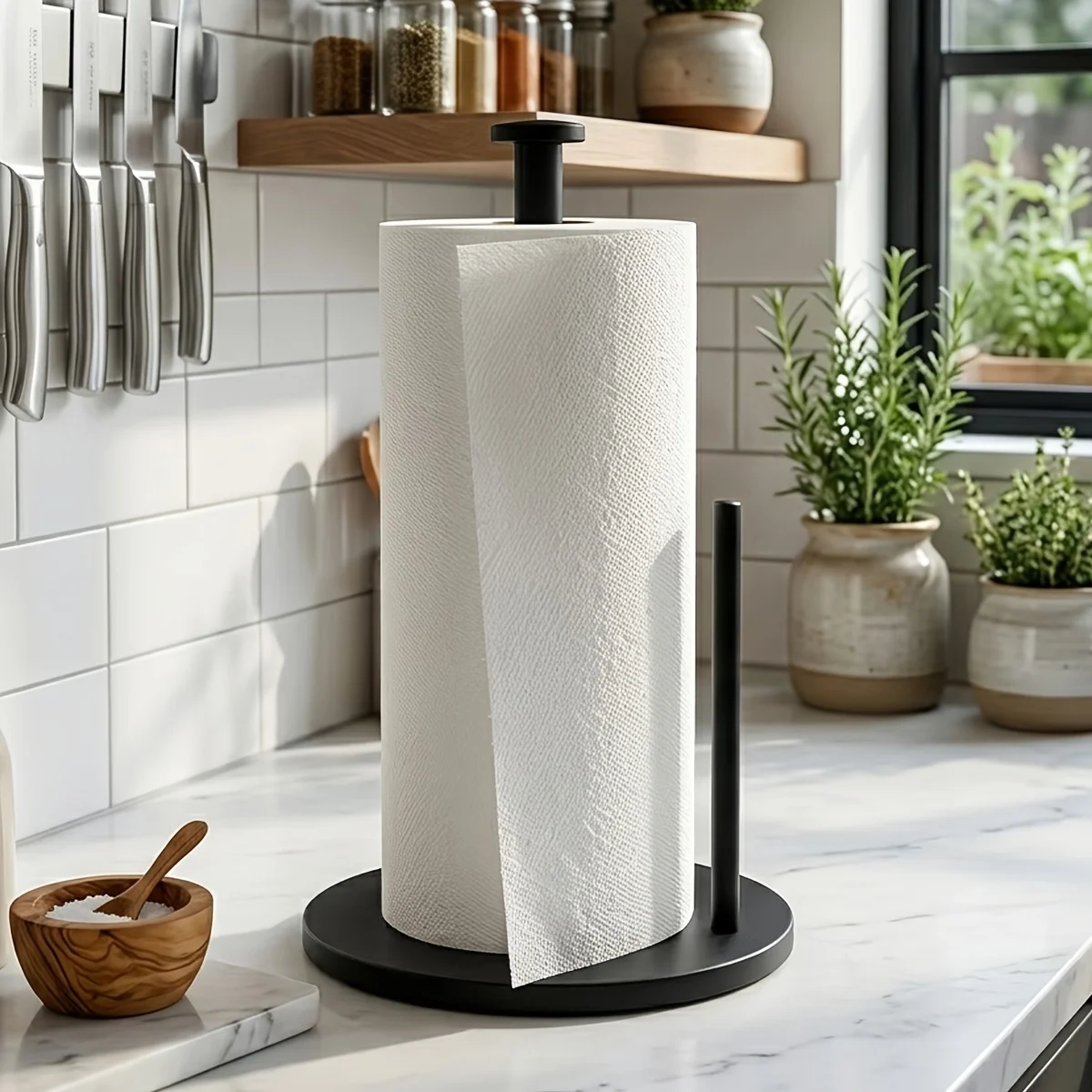 Stainless Steel Kitchen Roll Holder with Weighted Base - Heavy-Duty Countertop Organizer, Space-Saving Design for Paper Towels
Stainless Steel Kitchen Roll Holder with Weighted Base - Heavy-Duty Countertop Organizer, Space-Saving Design for Paper Towels