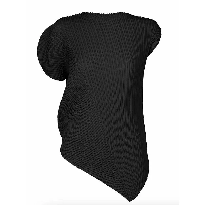 Fashion Pleated Loose Women's Top Irregular Length Solid Colour Casual Style Round Neck Women's Tops Miyake 2025 Summer New
Fashion Pleated Loose Women's Top Irregular Length Solid Colour Casual Style Round Neck Women's Tops Miyake 2025 Summer New