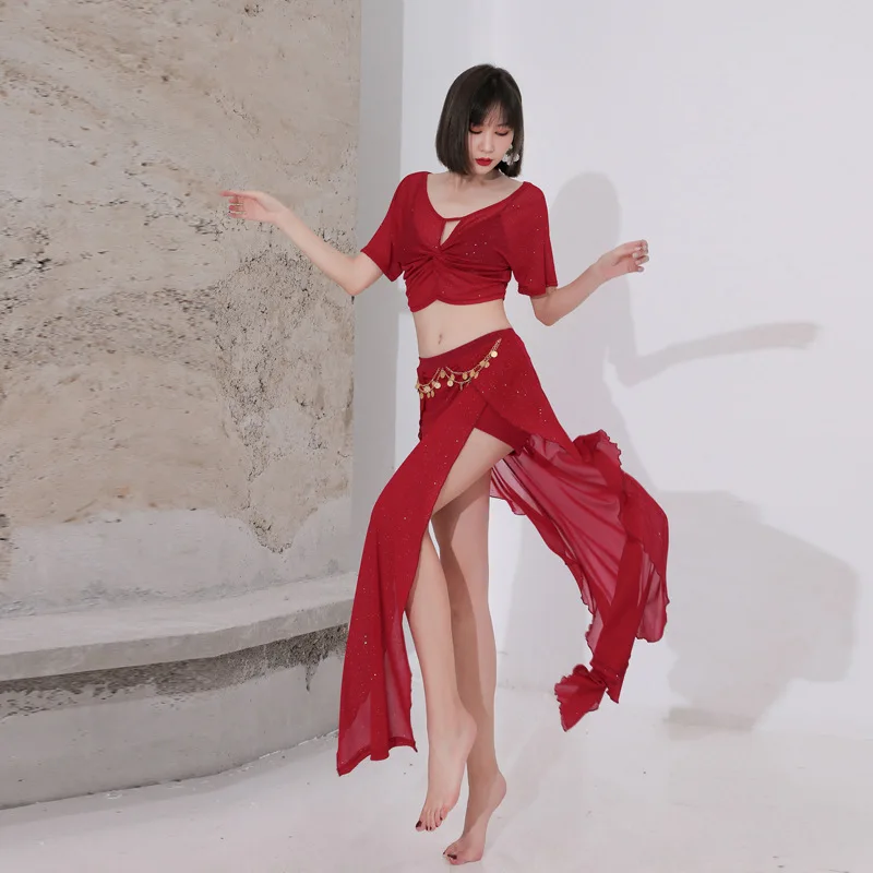 Customized Belly Dance Costumes Practice Outfit Women's Shiny Outfit Team Performance Clothes Top and Skirt
Customized Belly Dance Costumes Practice Outfit Women's Shiny Outfit Team Performance Clothes Top and Skirt