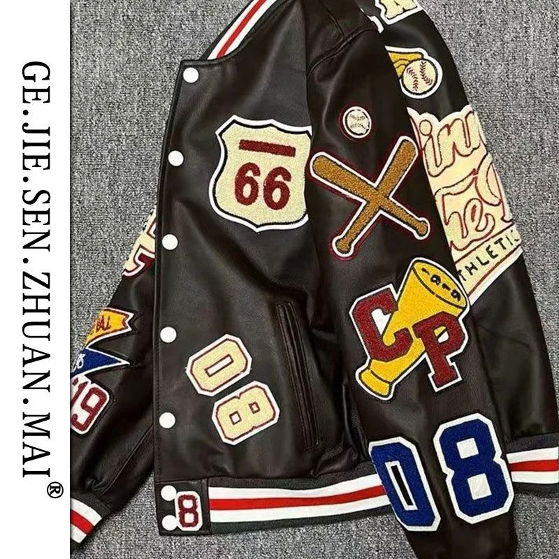 Letter Embroidery Leather Jacket Men White Baseball Uniform Men's Explosive Baseball Jackets Retro Streetwear PU Leather Coats
Letter Embroidery Leather Jacket Men White Baseball Uniform Men's Explosive Baseball Jackets Retro Streetwear PU Leather Coats