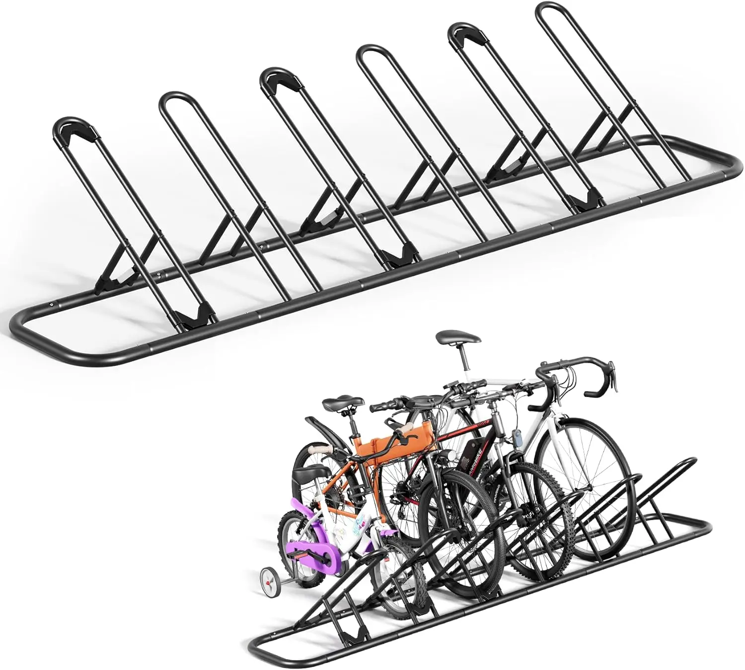 6-Slot Garage Bike Rack for Indoor Outdoor Storage, Holds Mountain Road Kids Cycles in Black
6-Slot Garage Bike Rack for Indoor Outdoor Storage, Holds Mountain Road Kids Cycles in Black