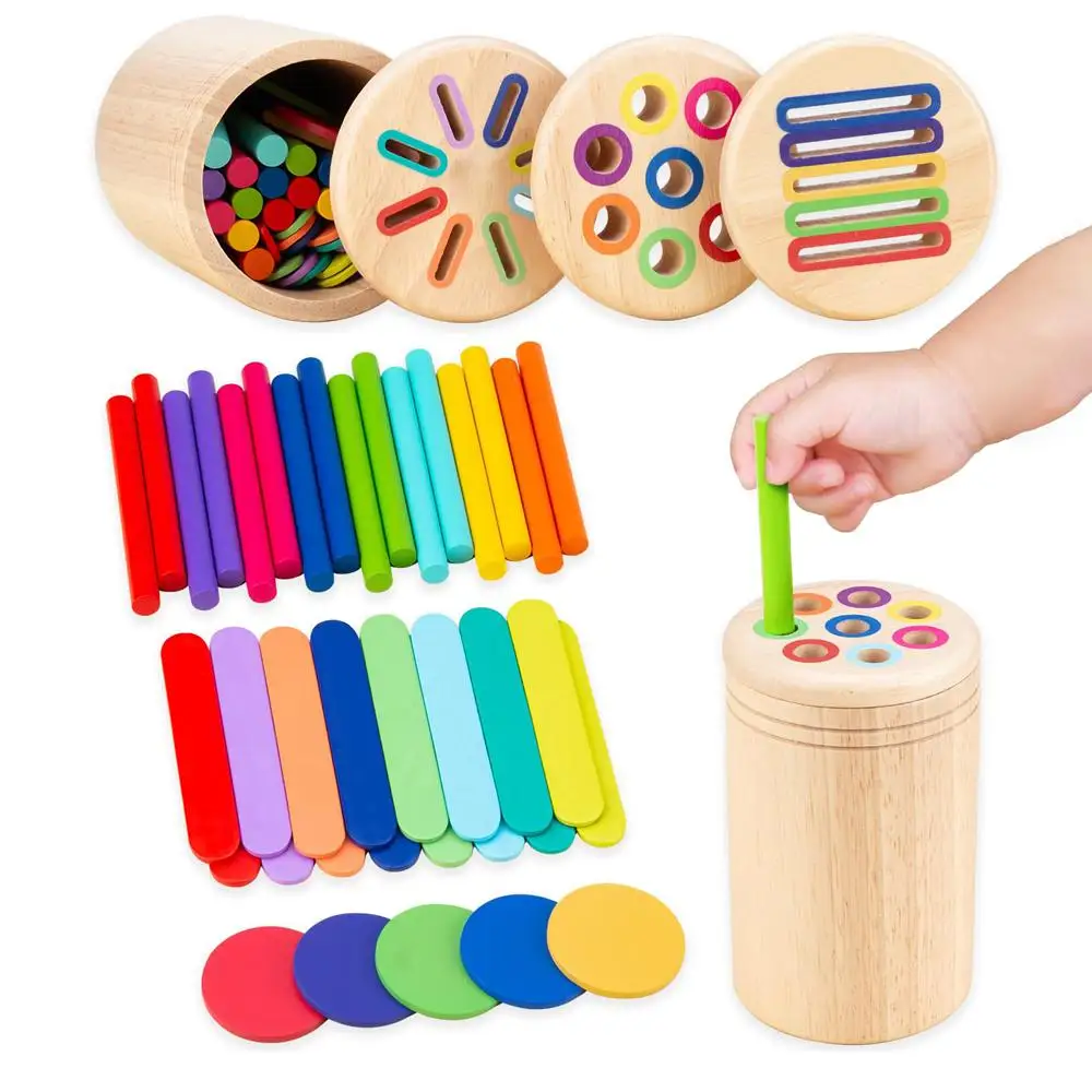 Wooden Color Classification Cup Toy, 3 in 1 Round Rod Circle Ice Cream Stick Color Recognition Toy, Hand-eye Coordination
Wooden Color Classification Cup Toy, 3 in 1 Round Rod Circle Ice Cream Stick Color Recognition Toy, Hand-eye Coordination