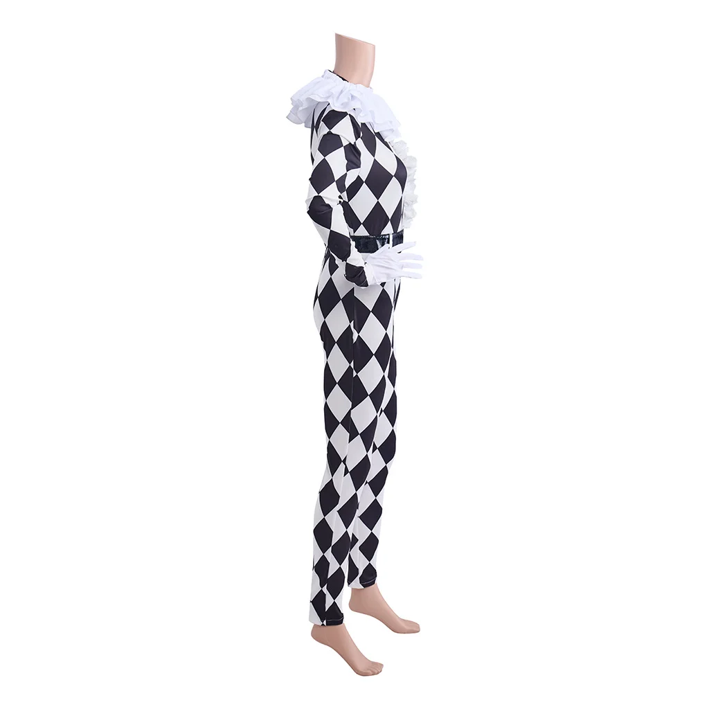 Women Black White Diamond Checkered Jester Bodysuit With Hat Set Clown Cosplay Costume Suit Halloween Carnival Outfit
Women Black White Diamond Checkered Jester Bodysuit With Hat Set Clown Cosplay Costume Suit Halloween Carnival Outfit