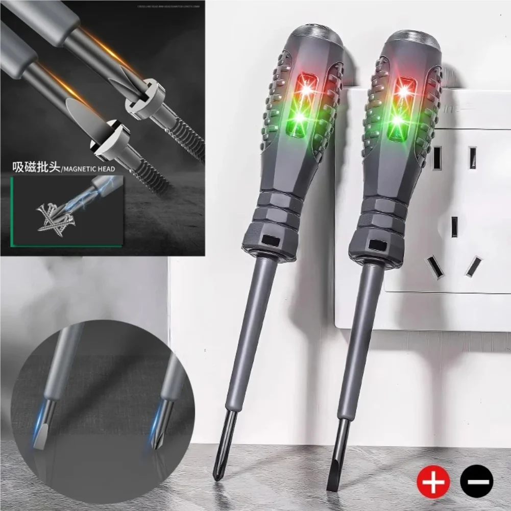 Electrician Test Word/cross Screwdrivers AC Non-contact Induction Test Pen Voltage Tester 12-250V Red Green Induction Lights
Electrician Test Word/cross Screwdrivers AC Non-contact Induction Test Pen Voltage Tester 12-250V Red Green Induction Lights