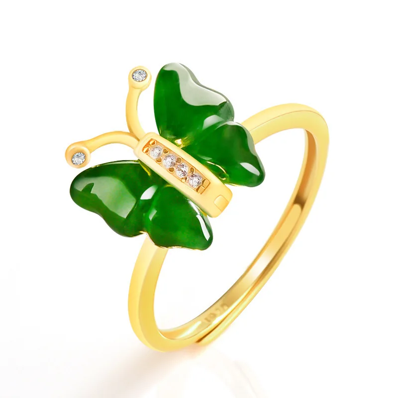 Genuine natural Hetian jade ring, butterfly shape, rose gold S925 silver set fashionable jewelry accessory
Genuine natural Hetian jade ring, butterfly shape, rose gold S925 silver set fashionable jewelry accessory
