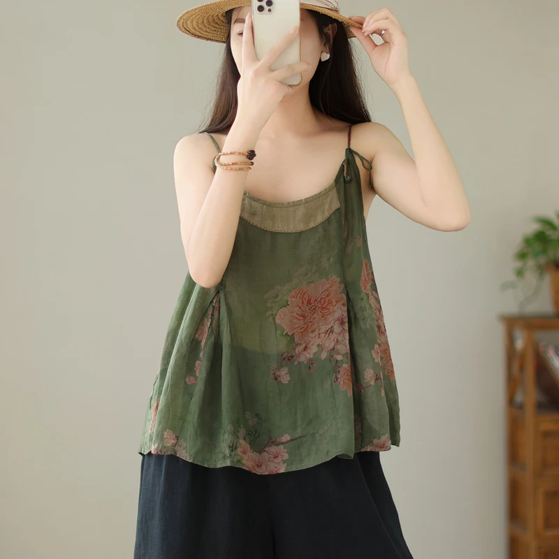 Women's plus Size Slimming Top Summer New Loose Cotton Linen Print Base Shirt T-Shirt Strap Vest Comfortable Breathable Casual
Women's plus Size Slimming Top Summer New Loose Cotton Linen Print Base Shirt T-Shirt Strap Vest Comfortable Breathable Casual