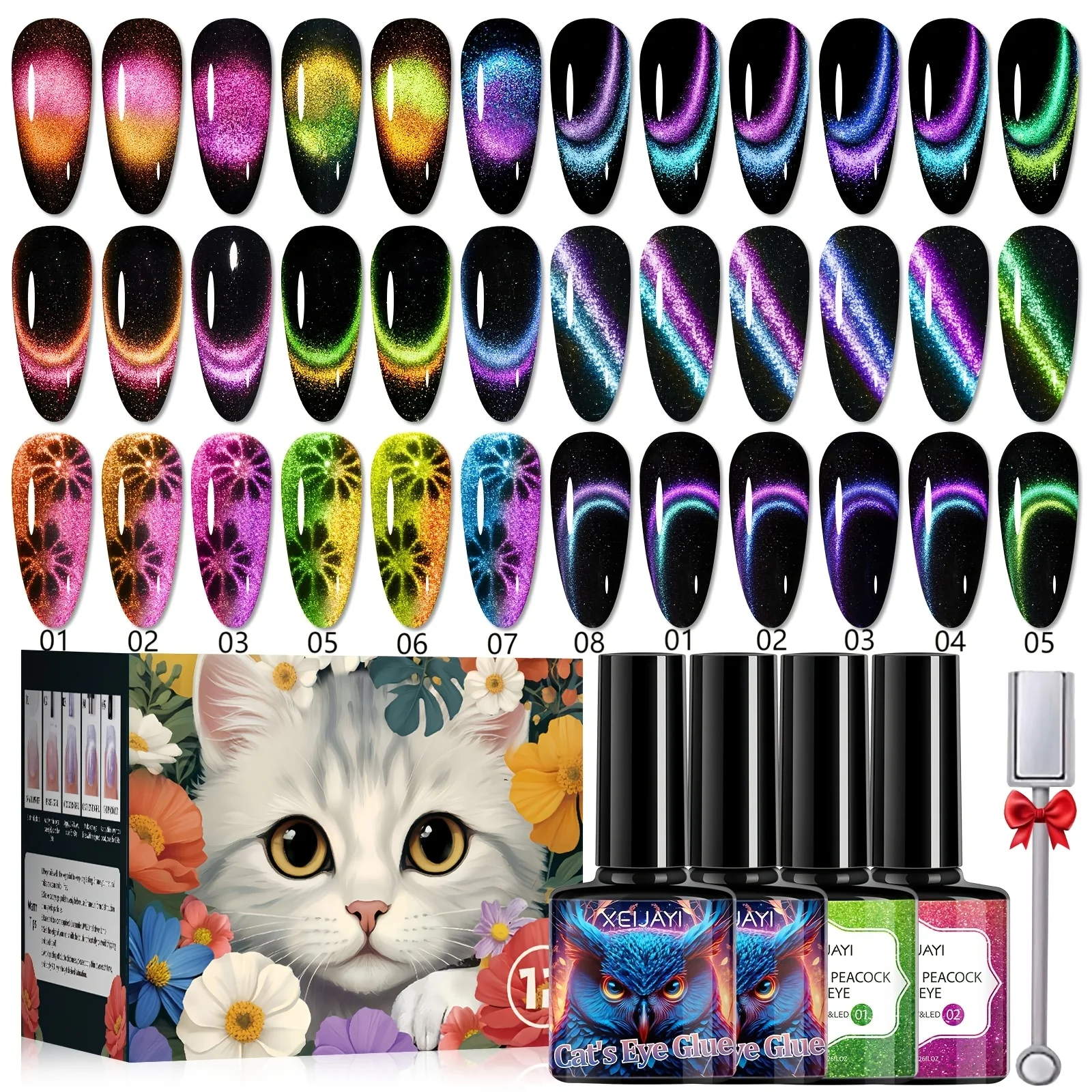 XEIJAYI Boxed 12pcs 8ml Shiny Cat's Eye Magnetic gel Polishing Set, including UV LED Cat's Eye gel Comes with Magnetic Stick
XEIJAYI Boxed 12pcs 8ml Shiny Cat's Eye Magnetic gel Polishing Set, including UV LED Cat's Eye gel Comes with Magnetic Stick