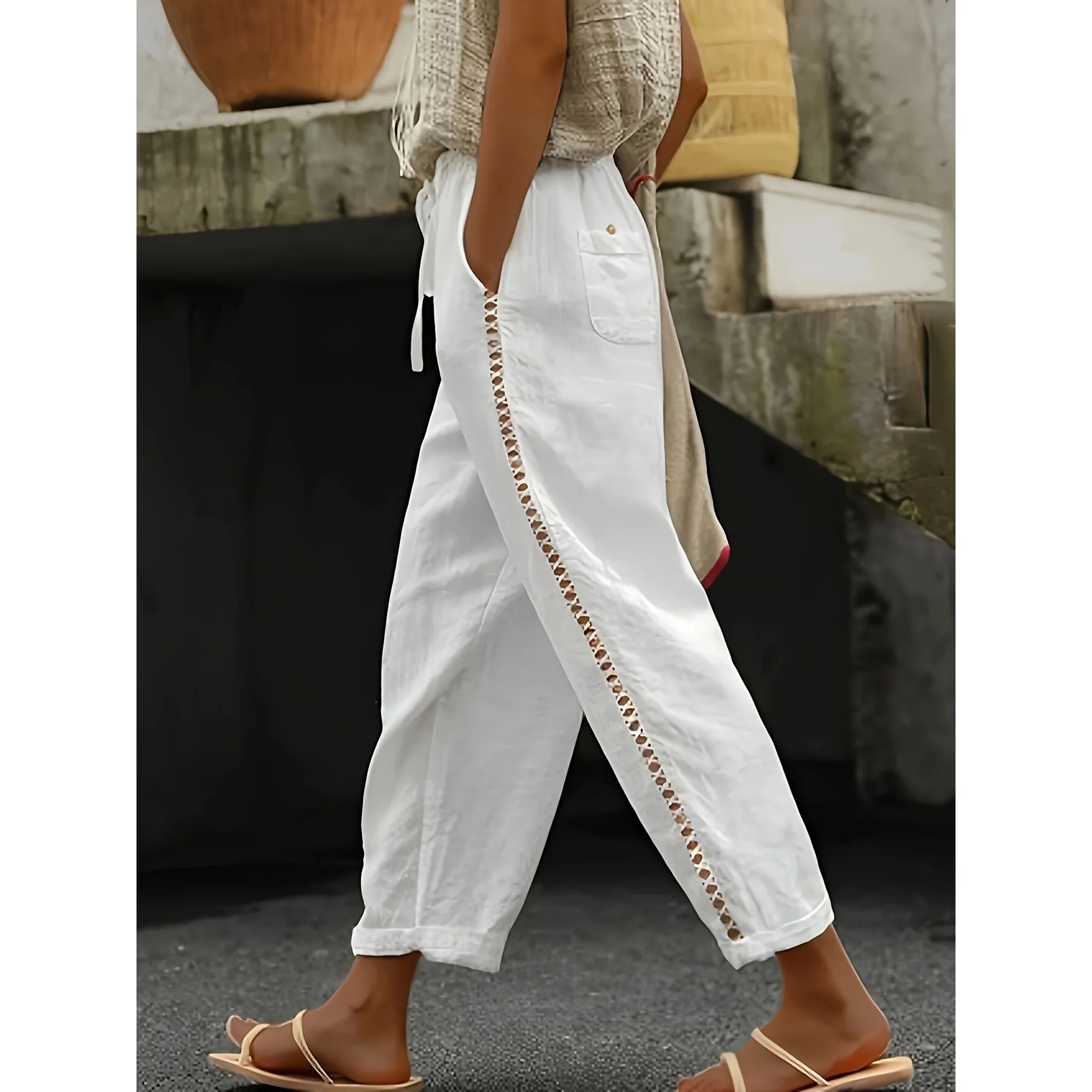 Neutral Style Wide Leg Pants Cotton Linen Comfortable Casual Trousers for Women Spring Season High Waist Harlan Pants
Neutral Style Wide Leg Pants Cotton Linen Comfortable Casual Trousers for Women Spring Season High Waist Harlan Pants