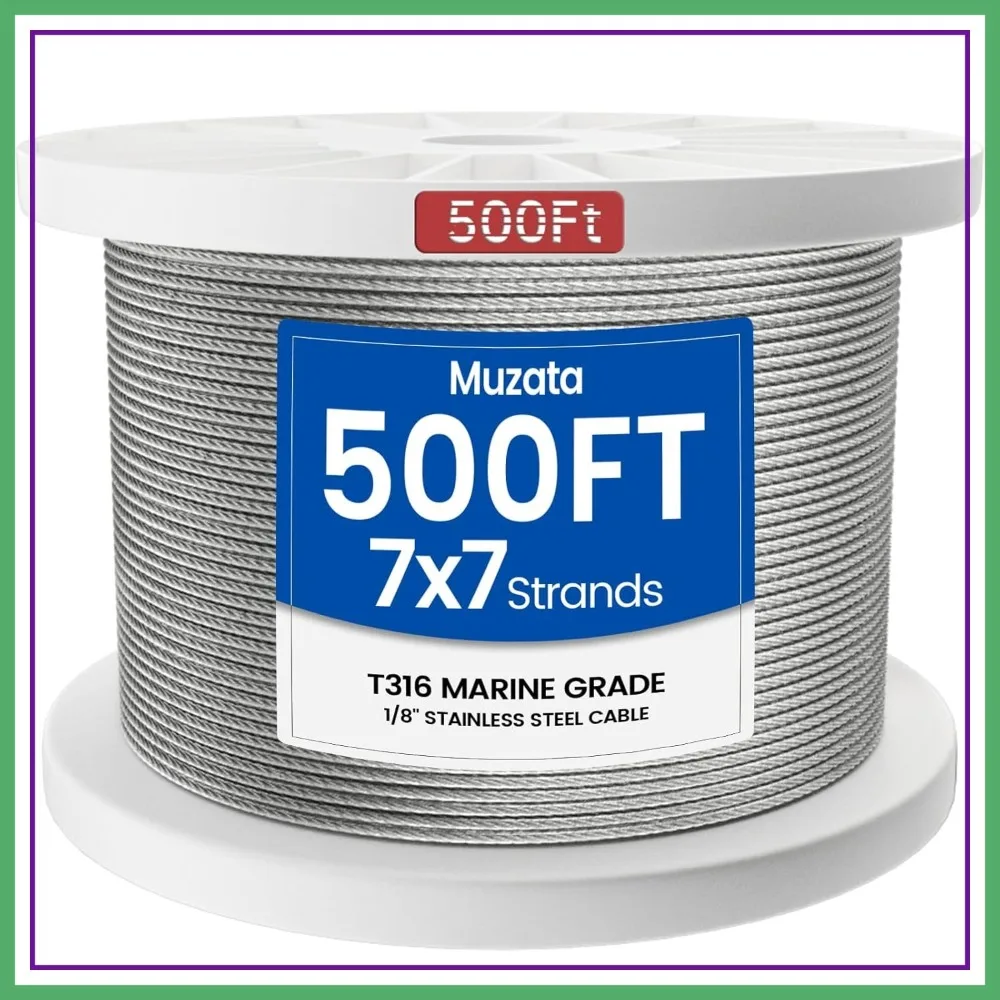 500ft 1/8" Stainless Steel Cable Railing Hardware T316 Wire Rope 7x7 1800lb Breaking Strength Deck Kit for Indoor Outdoor Coastal
500ft 1/8" Stainless Steel Cable Railing Hardware T316 Wire Rope 7x7 1800lb Breaking Strength Deck Kit for Indoor Outdoor Coastal