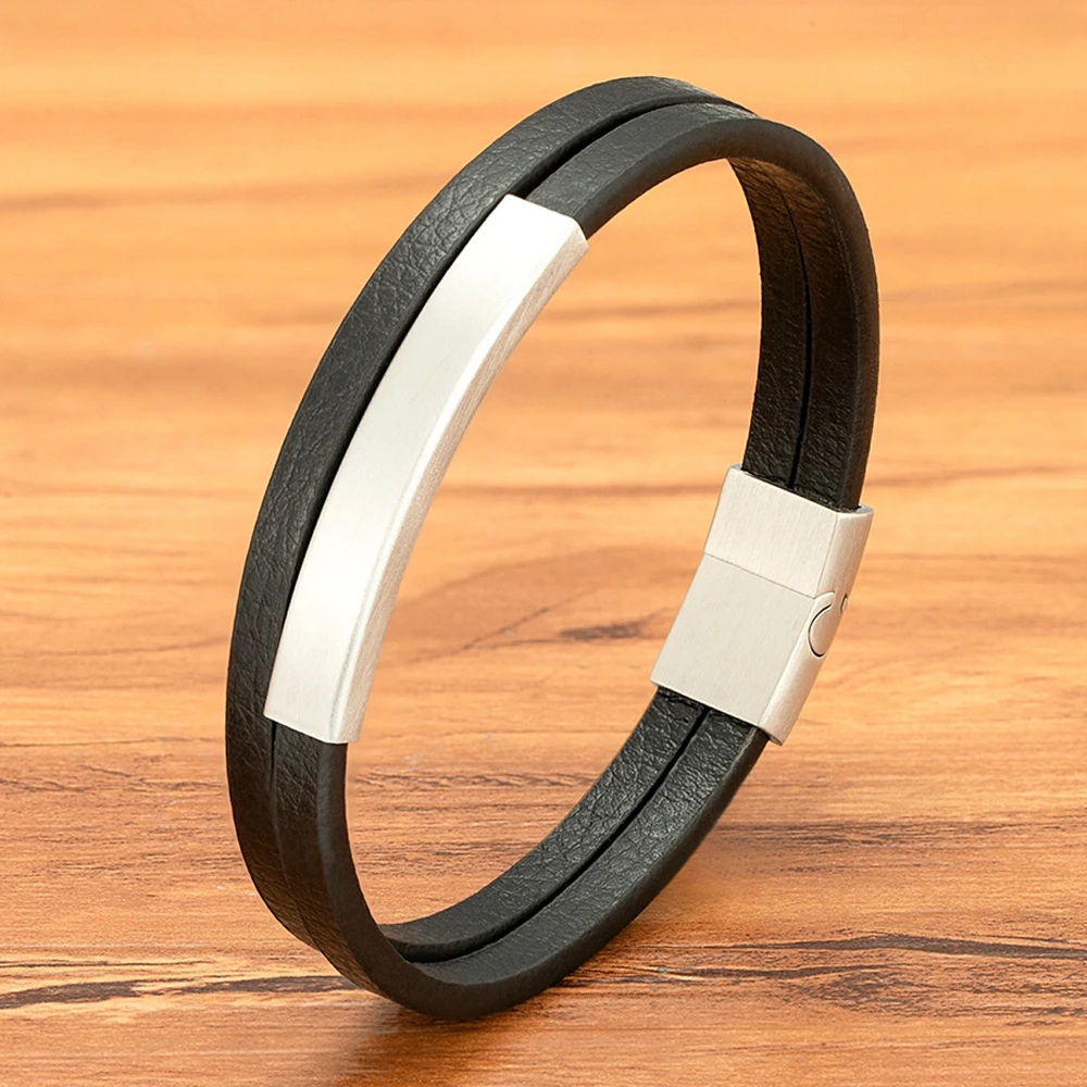 TYO Luxury Design Double Layers Genuine Leather Men Bracelet Stainless Steel Magnet Buckle Hand Bangles Custom LOGO Wholesale
TYO Luxury Design Double Layers Genuine Leather Men Bracelet Stainless Steel Magnet Buckle Hand Bangles Custom LOGO Wholesale