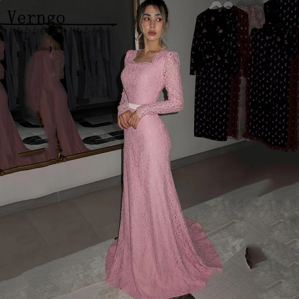 Verngo Pink Lace Evening Dress O Neck Full Sleeves A Line Formal Occasion Dress Elegant Prom Party Gowns Customized
Verngo Pink Lace Evening Dress O Neck Full Sleeves A Line Formal Occasion Dress Elegant Prom Party Gowns Customized