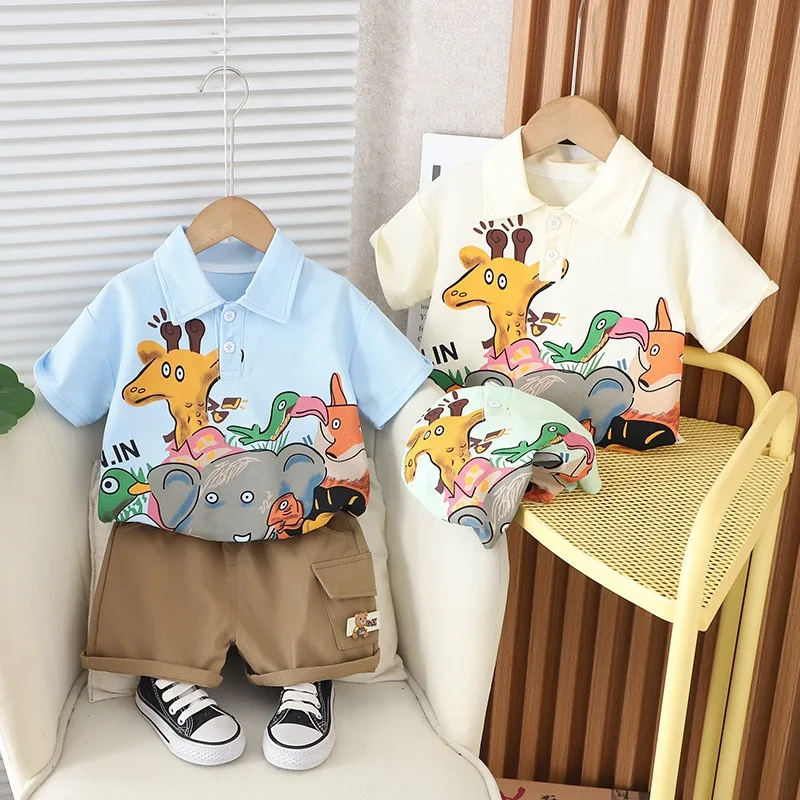 Children's Polo Shirt Summer Dress Cartoon Baby Short Sleeve Set Casual Style Two-piece Set Comfortable Children's Fashion
Children's Polo Shirt Summer Dress Cartoon Baby Short Sleeve Set Casual Style Two-piece Set Comfortable Children's Fashion