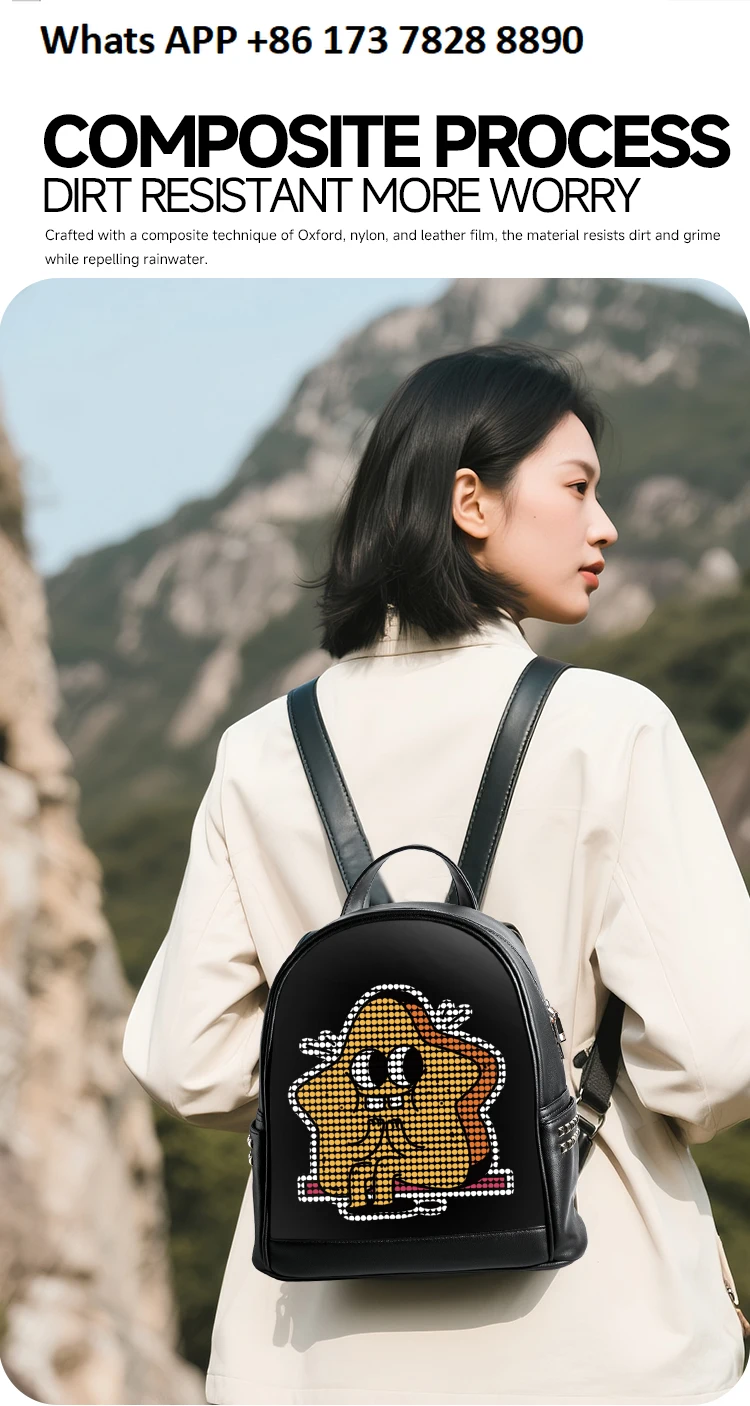 Motorcycle LED backpack, female display smart backpack, friend holiday gift shoulder bag, DIY mode, bright female shoulder bag
Motorcycle LED backpack, female display smart backpack, friend holiday gift shoulder bag, DIY mode, bright female shoulder bag