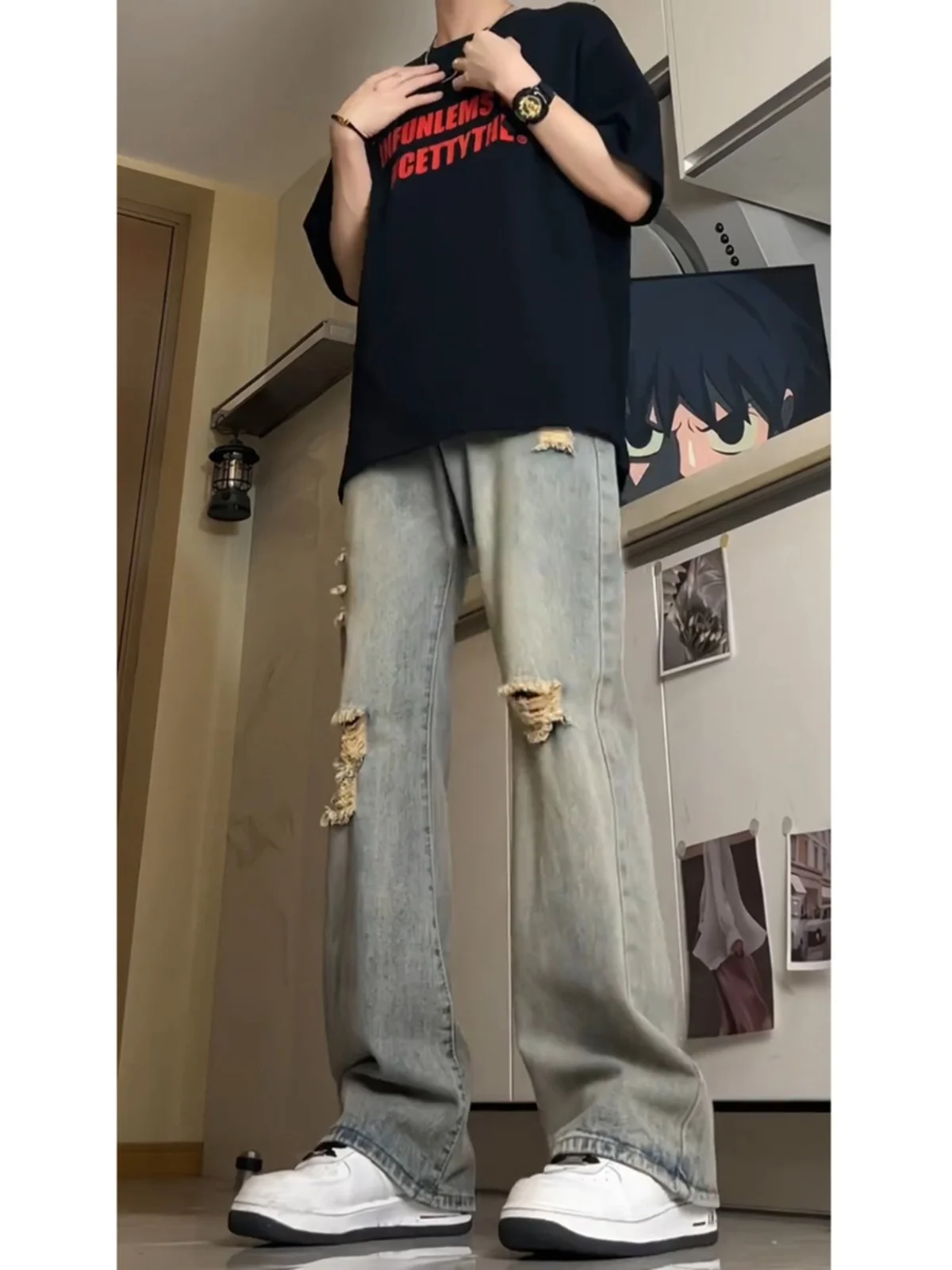 Retro Blue Ripped Soft Jeans Summer Thin Trendy Men's High-End Feelings Pants American Vibe Bent Knife Flared Pants
Retro Blue Ripped Soft Jeans Summer Thin Trendy Men's High-End Feelings Pants American Vibe Bent Knife Flared Pants