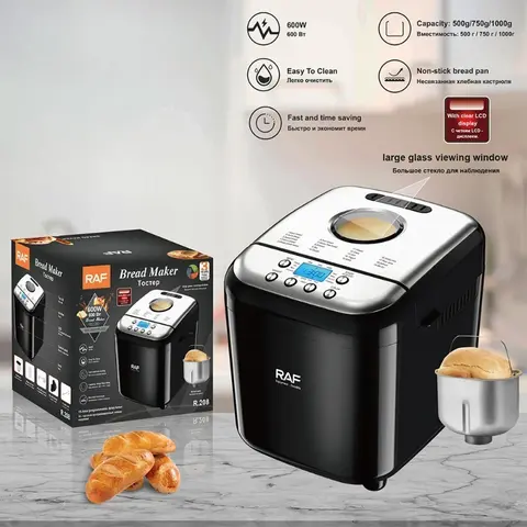 600W Bread Makers Nonstick Ceramic Pan Kitchen Bread Machine - Multi-functional, Automatic Dough Mixing and Fermentation Driver