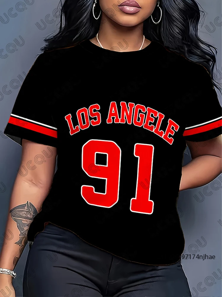 Women's Los Angeles 91 Print T-shirt Short Sleeve O-neck Tees Summer New Sports Football Jersey Y2K Casual Oversized Unisex Tops
Women's Los Angeles 91 Print T-shirt Short Sleeve O-neck Tees Summer New Sports Football Jersey Y2K Casual Oversized Unisex Tops