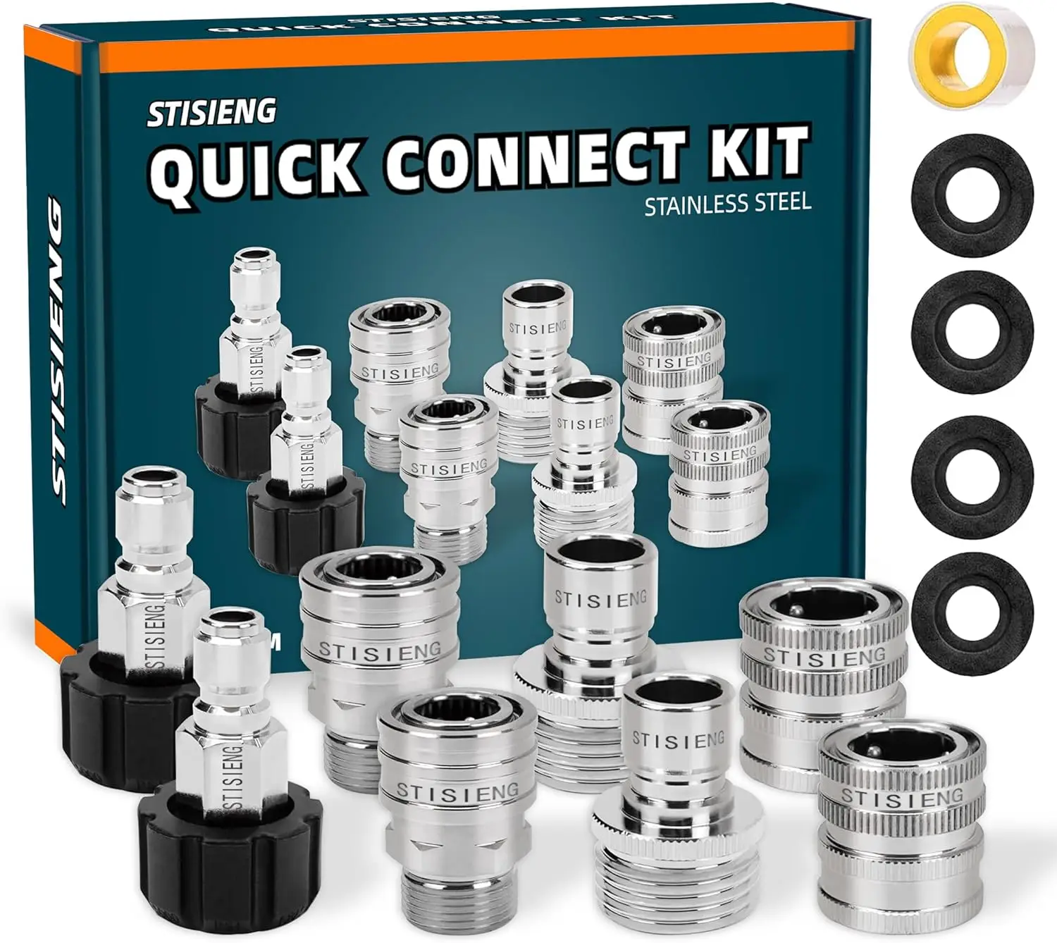 M22-14mm Pressure Washer Quick Connect Kit, 3/4' to 3/8' Adapter, Swivel Connector for Hose & Power Washer
M22-14mm Pressure Washer Quick Connect Kit, 3/4' to 3/8' Adapter, Swivel Connector for Hose & Power Washer