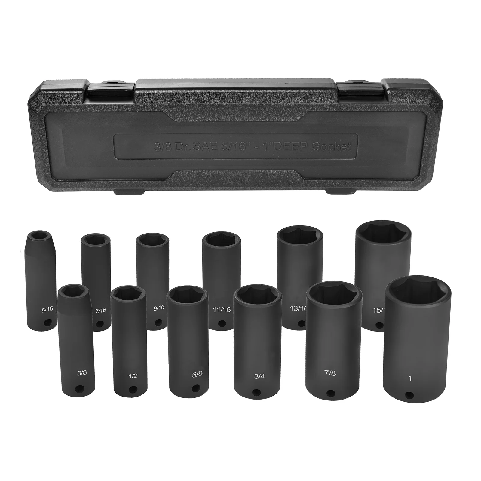 12Pcs/Set 3/8" Drive SAE Deep Impact Socket Set 6-Point Design Car Parts Remover Tools 5/16" To 1"
12Pcs/Set 3/8" Drive SAE Deep Impact Socket Set 6-Point Design Car Parts Remover Tools 5/16" To 1"
