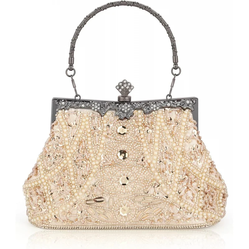 Vintage Beaded Sequin Rhinestone Evening Bag Luxury Top Handle Embroidery Clutch Purse Women Formal Party Handbag With Chain
Vintage Beaded Sequin Rhinestone Evening Bag Luxury Top Handle Embroidery Clutch Purse Women Formal Party Handbag With Chain