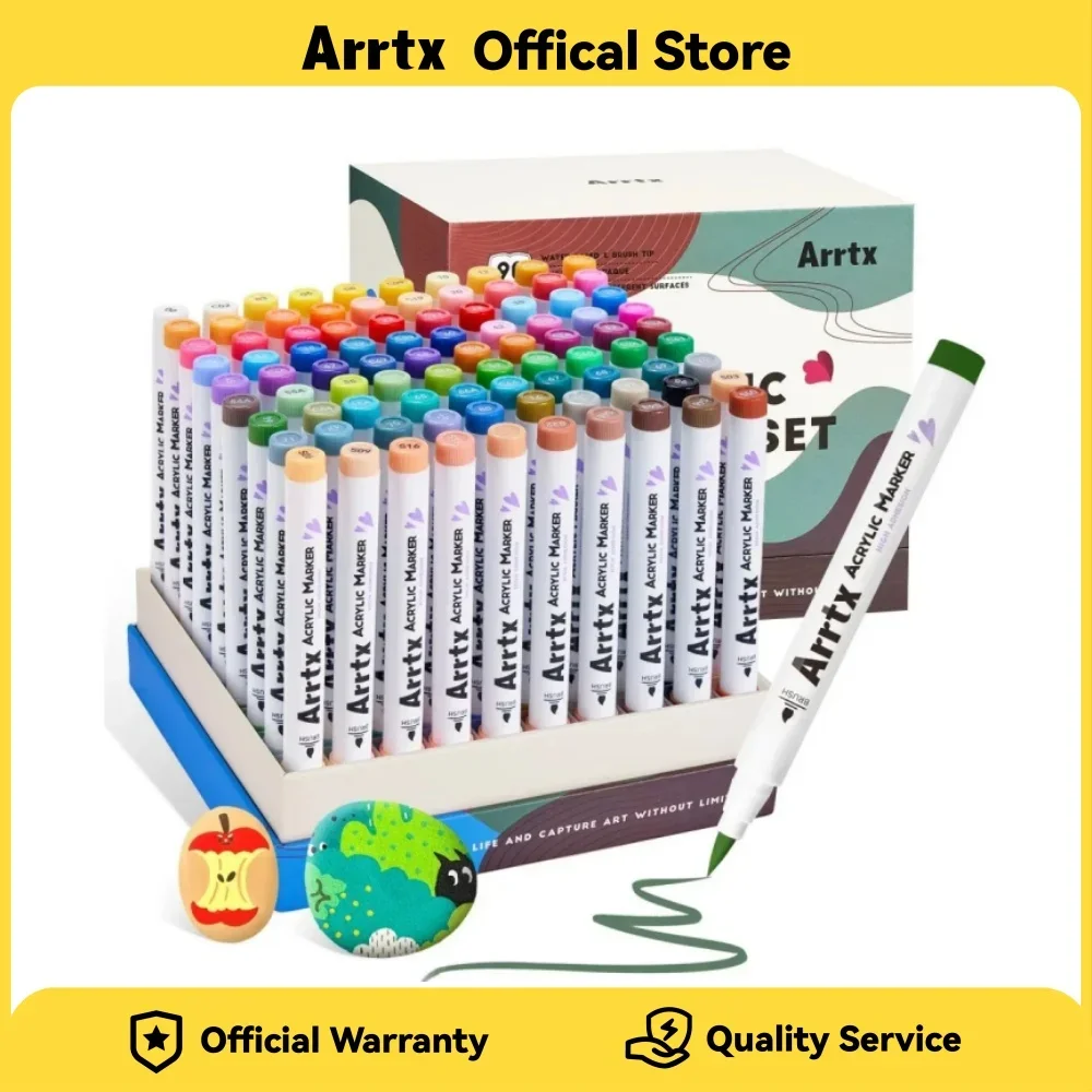 New Arrtx Acrylic Markers 90 Colors Brush Tip Paint Pens Water Based Ink No Toxic Waterproof for Rock Painting Wood Stone Glass
New Arrtx Acrylic Markers 90 Colors Brush Tip Paint Pens Water Based Ink No Toxic Waterproof for Rock Painting Wood Stone Glass