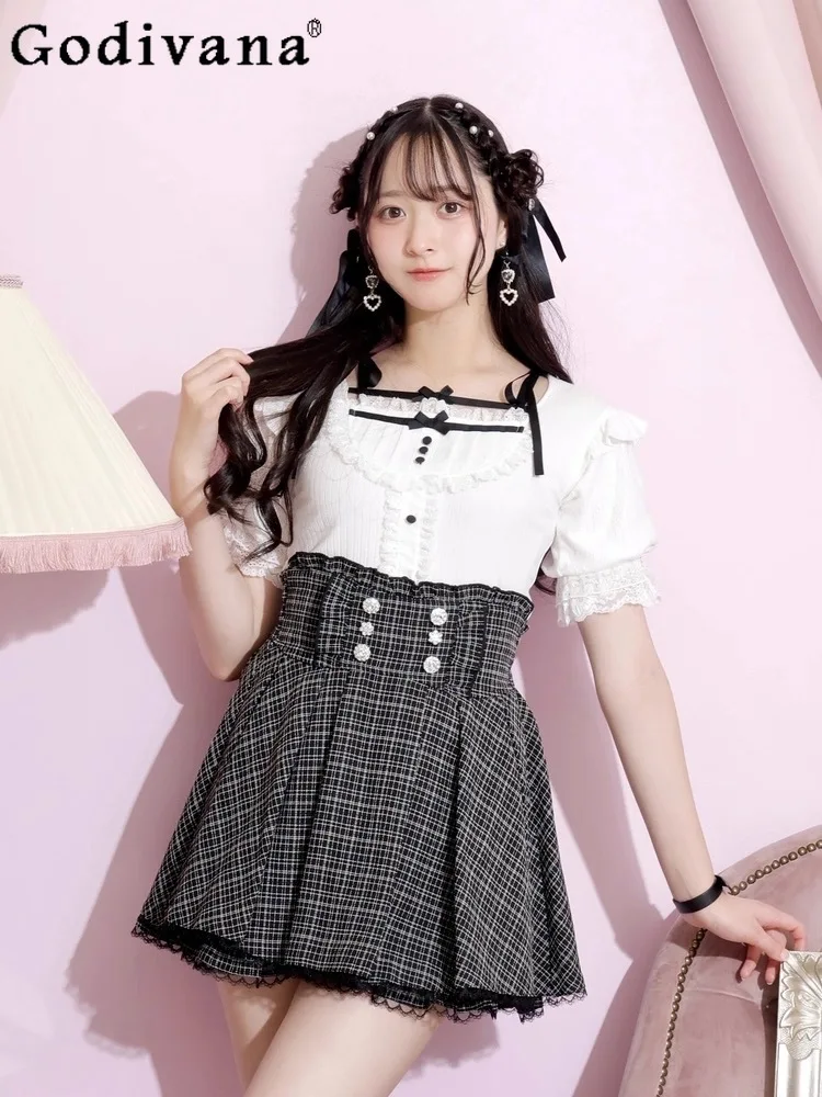 Japanese Style Mine Mass-produced Lolita Mini Skirt Autumn New Girls Sweet Lace Edge Elastic Waist Skirt Woman's Pleated Skirts 
Japanese Style Mine Mass-produced Lolita Mini Skirt Autumn New Girls Sweet Lace Edge Elastic Waist Skirt Woman's Pleated Skirts