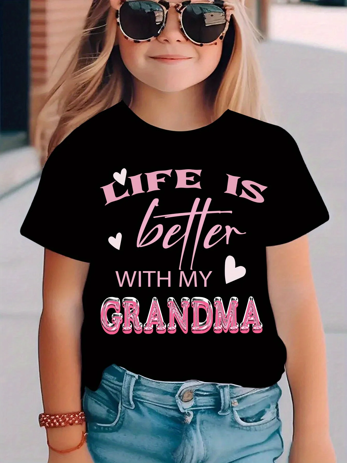 Summer Fashion Girls' Short Sleeved T-shirt Life Is Better with My Grandmother Letter Printed Casual Versatile Top
Summer Fashion Girls' Short Sleeved T-shirt Life Is Better with My Grandmother Letter Printed Casual Versatile Top