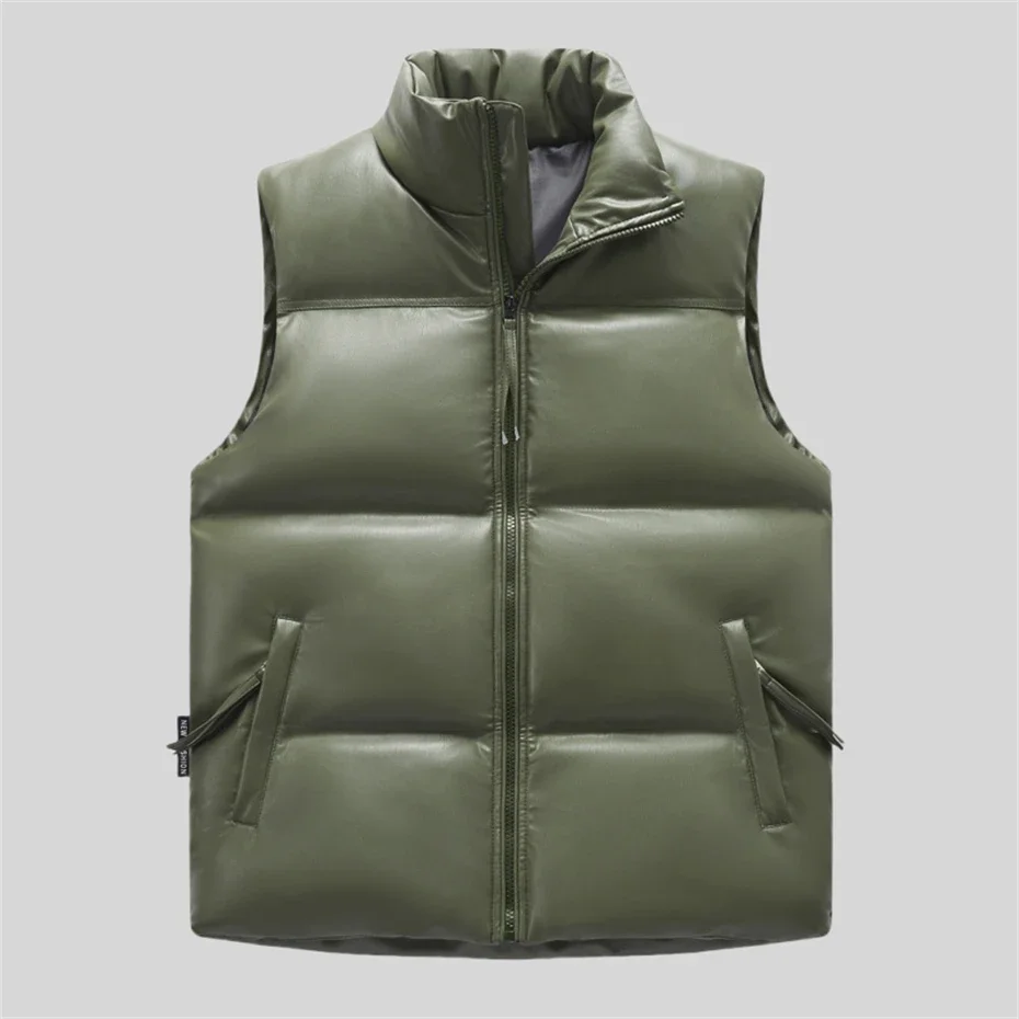 Windproof PU Leather Vest for Men Zipper Warm Thicken Waistcoat Thick Gilet Bread Jacket Winter Sleeveless Jacket Padded Coat
Windproof PU Leather Vest for Men Zipper Warm Thicken Waistcoat Thick Gilet Bread Jacket Winter Sleeveless Jacket Padded Coat