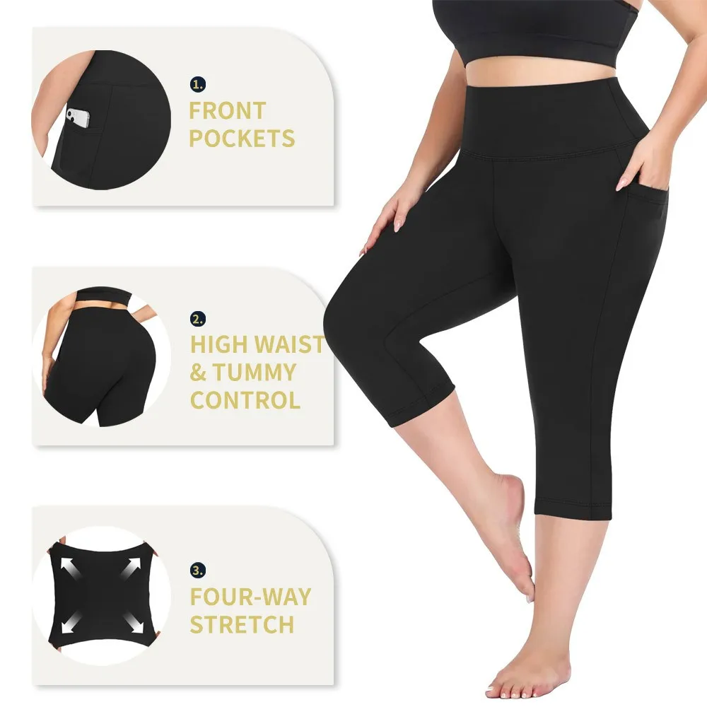 Women's Leggings Black High Waist Capri Leggings Front Pocket 3/4 Leggings Tummy Control Cropped Leggings Solid Color Women's
Women's Leggings Black High Waist Capri Leggings Front Pocket 3/4 Leggings Tummy Control Cropped Leggings Solid Color Women's