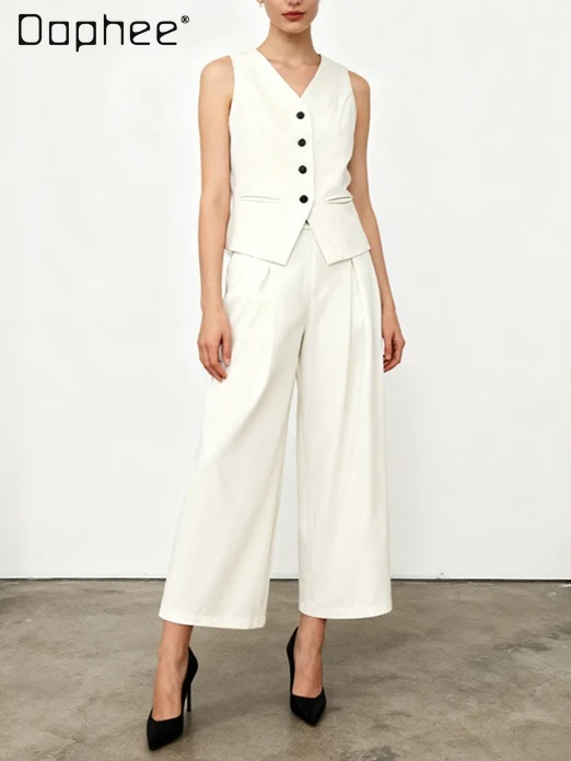 Fashion Casual Women's Outfit 2026 Spring New Simple Commuting Style Solid Color Top High-Waisted Wide-Leg Pants Two-Piece Set
Fashion Casual Women's Outfit 2026 Spring New Simple Commuting Style Solid Color Top High-Waisted Wide-Leg Pants Two-Piece Set