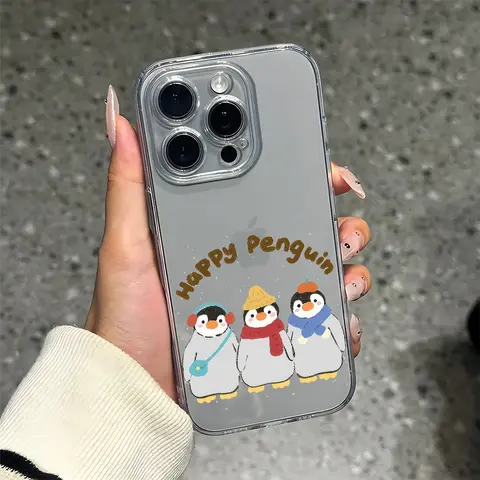 เคสโทรศัพท์ซิลิโคนลายเพนกวินน่ารักสำหรับฤดูหนาว สำหรับ iPhone 17 16 15 14 13 12 11 Pro Xs Max Air Mini 7 8 6 6s Plus SE 2020 2022
