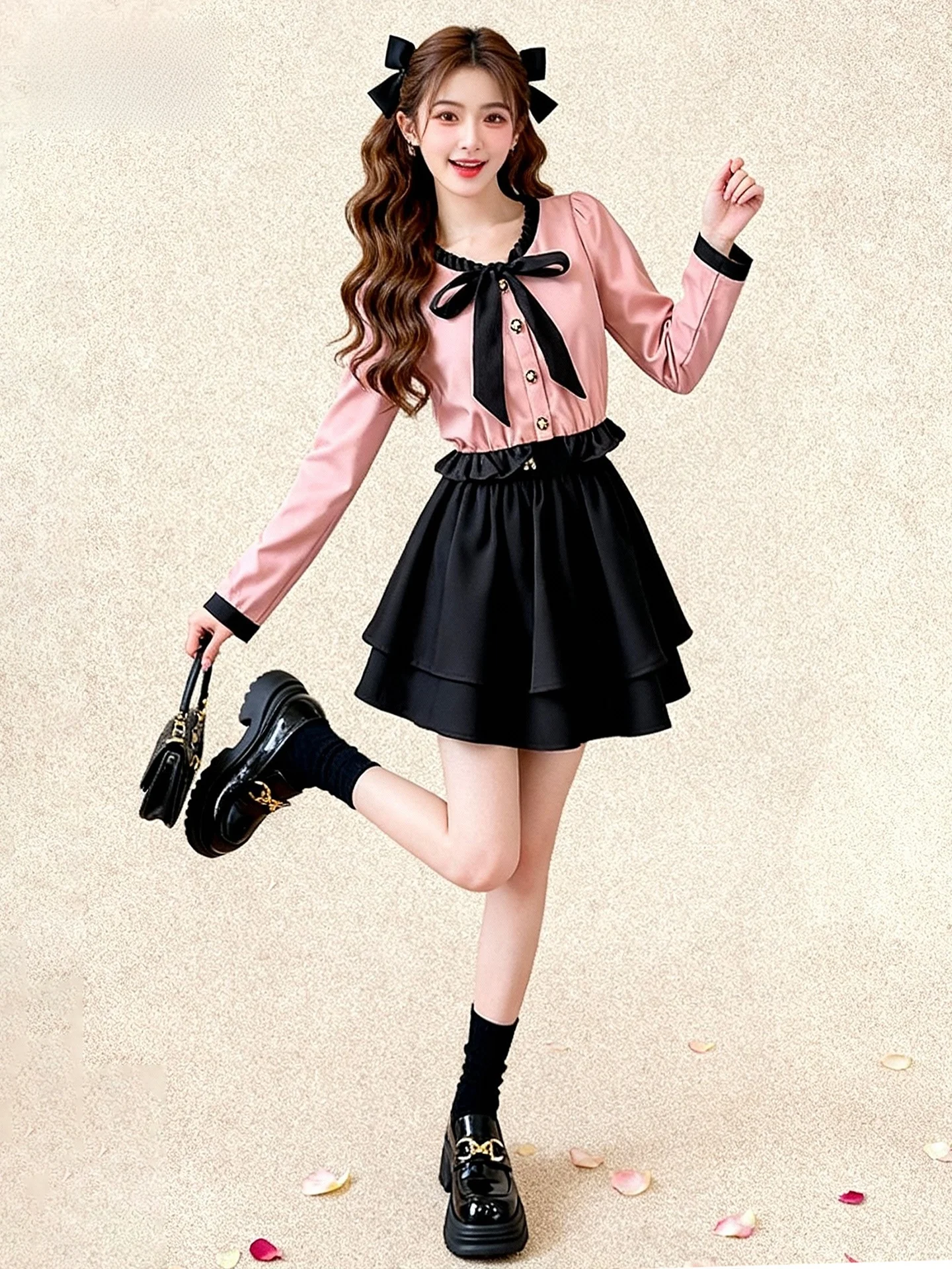Chuchu Home Pink Top Bla Puffy Skirt Set Women's Spring New V-ne Design ort Sle Small Fraance Sle Faion Set
Chuchu Home Pink Top Bla Puffy Skirt Set Women's Spring New V-ne Design ort Sle Small Fraance Sle Faion Set