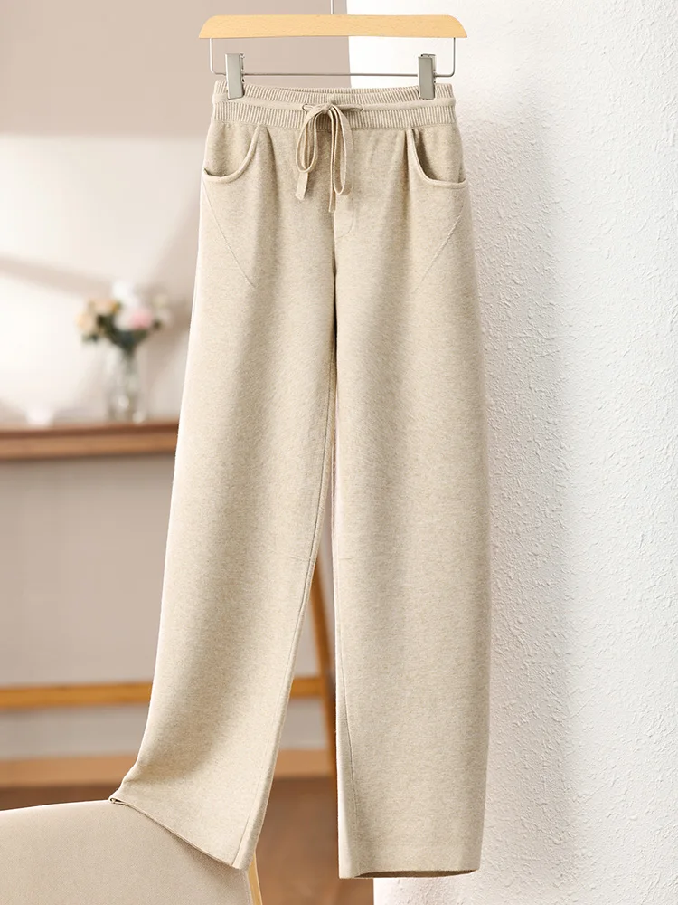 Модные вязаные прямые брюки, женские свободные повседневные длинные брюки с высокой талией, эластичная талия, теплые пальцы, высокая эластичность
Модные вязаные прямые брюки, женские свободные повседневные длинные брюки с высокой талией, эластичная талия, теплые пальцы, высокая эластичность