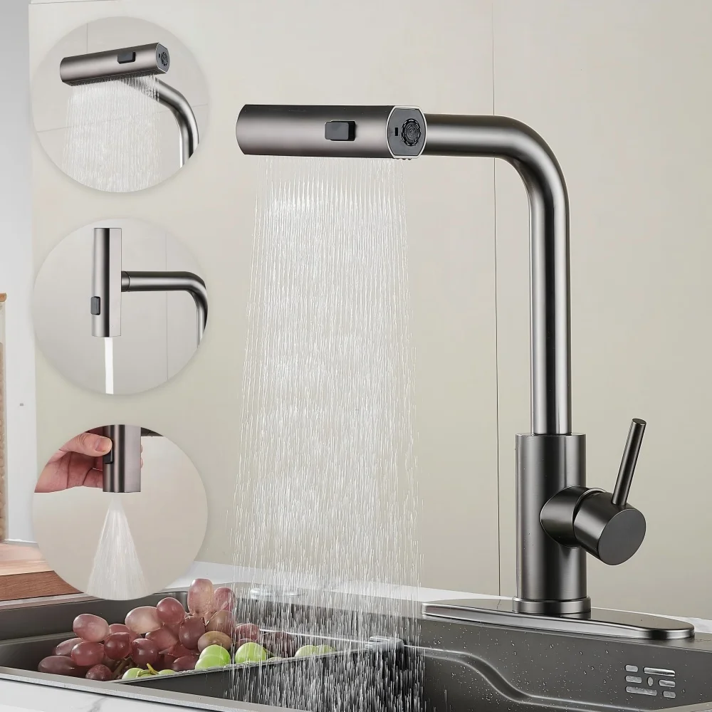 STARON Kitchen Faucets Gray Pull Out Rotation Waterfall Stream Sprayer Head Sink Mixer Brushed Nickle Water Tap Accessorie
STARON Kitchen Faucets Gray Pull Out Rotation Waterfall Stream Sprayer Head Sink Mixer Brushed Nickle Water Tap Accessorie