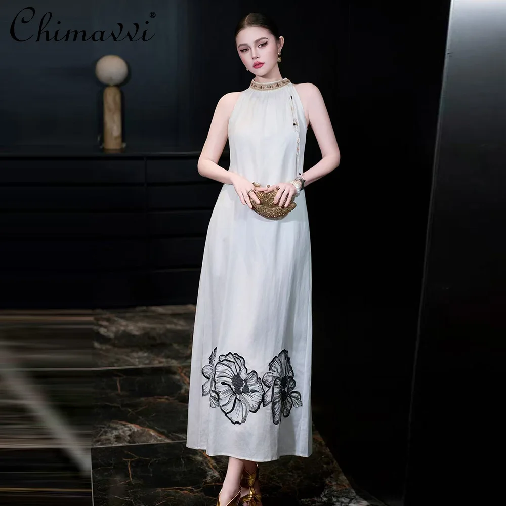 New Chinese Style Round Neck Sleeveless Heavy Industry Embroidery Beading Elegant Socialite Long Dress for Women Summer 2026
New Chinese Style Round Neck Sleeveless Heavy Industry Embroidery Beading Elegant Socialite Long Dress for Women Summer 2026