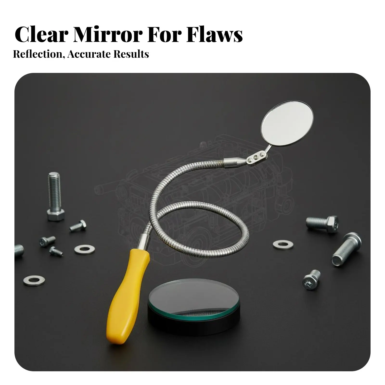 Pivoting Head Inspection Mirror Adjustable Reach Automotive Inspection Mirror Distortion-Clear Reflection Non-Slip Grip Handle
Pivoting Head Inspection Mirror Adjustable Reach Automotive Inspection Mirror Distortion-Clear Reflection Non-Slip Grip Handle