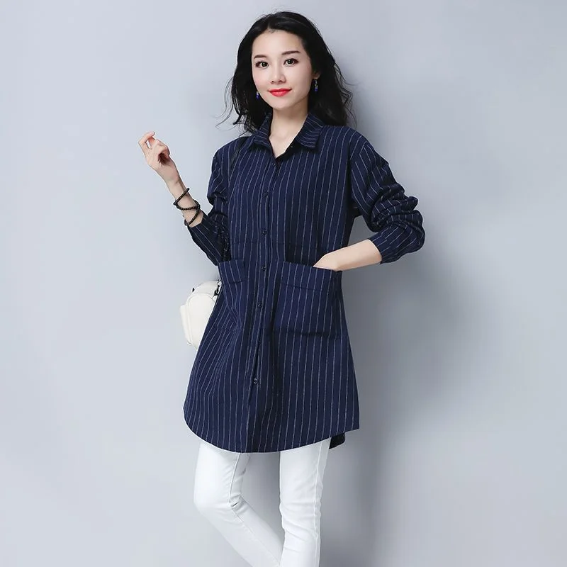 Spring and Autumn Striped Shirt Women's New Temperament Long Sleeve Splicing Loose Versatile Bottoming Shirt
Spring and Autumn Striped Shirt Women's New Temperament Long Sleeve Splicing Loose Versatile Bottoming Shirt