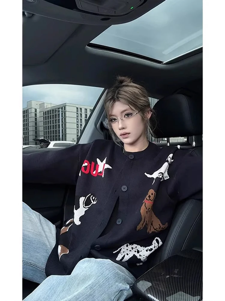 American Retro Fun Dog Open Cardigan Sweater Men Women Autumn Lazy Sle round Ne Coat Couple Knitted irt Loose Fit Long ...
American Retro Fun Dog Open Cardigan Sweater Men Women Autumn Lazy Sle round Ne Coat Couple Knitted irt Loose Fit Long ...