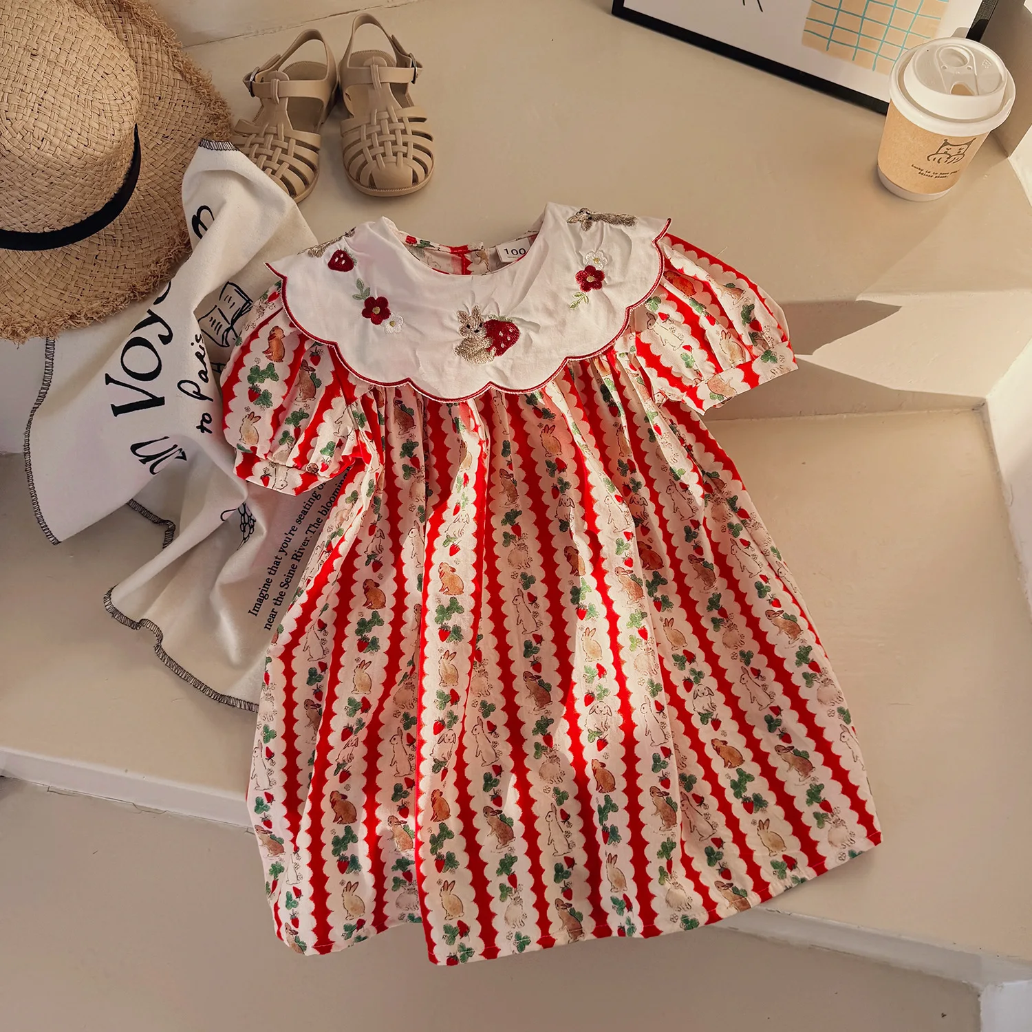 Summer 2026 New Style Girls Dress with Flower Collar And Embroidered Rabbit Puffy Sleeves Sweet Korean Princess Skirt
Summer 2026 New Style Girls Dress with Flower Collar And Embroidered Rabbit Puffy Sleeves Sweet Korean Princess Skirt
