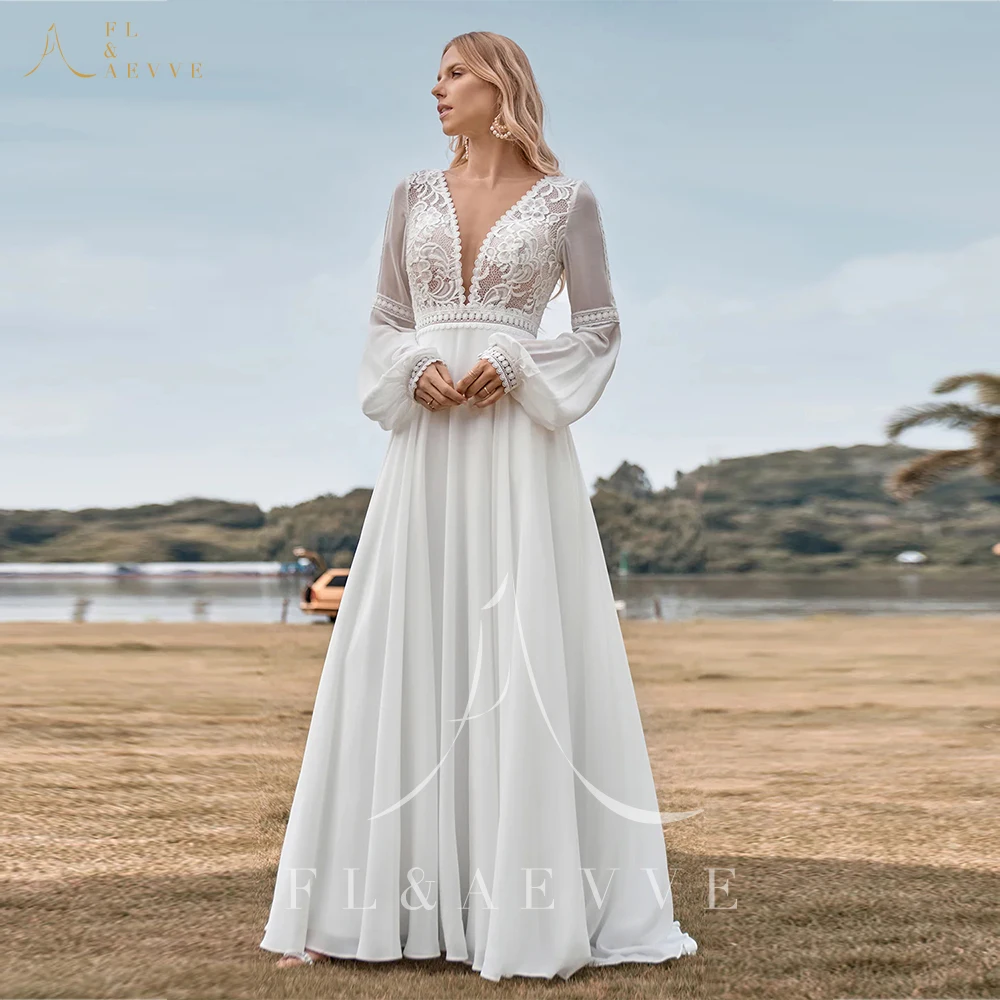 BoHo Wedding Dresses for Women Long Sleeves Ivory A Line Wedding Dress with Lace V-neck Wedding Party Dress vestidos de novia
BoHo Wedding Dresses for Women Long Sleeves Ivory A Line Wedding Dress with Lace V-neck Wedding Party Dress vestidos de novia
