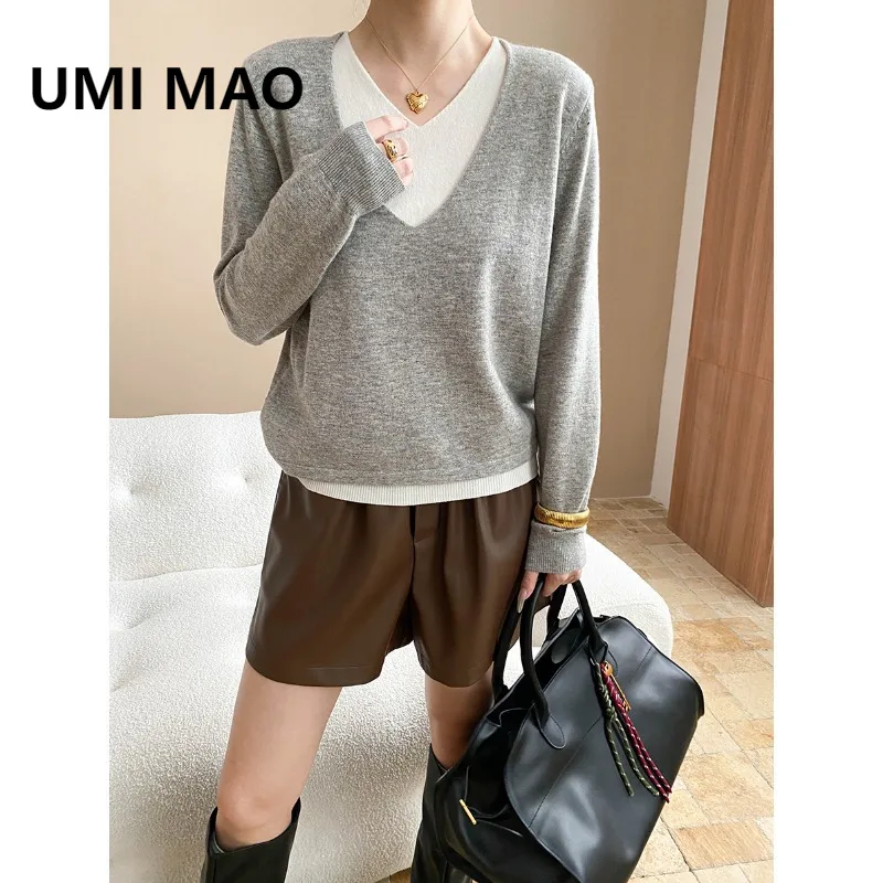UMI MAO Ранняя осень, новый дизайн, цветной блок, искусственный двухсекционный свободный трикотаж с v-образным вырезом для похудения, ленивый трикотаж
UMI MAO Ранняя осень, новый дизайн, цветной блок, искусственный двухсекционный свободный трикотаж с v-образным вырезом для похудения, ленивый трикотаж