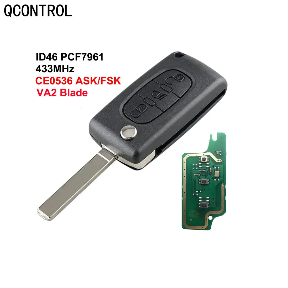 QCONTROL Remote Flip Key 433MHz Fit for CITROEN Berlingo C2 C3 C4 C5 Picasso Vehicle Auto (CE0536 ASK/FSK VA2)
QCONTROL Remote Flip Key 433MHz Fit for CITROEN Berlingo C2 C3 C4 C5 Picasso Vehicle Auto (CE0536 ASK/FSK VA2)