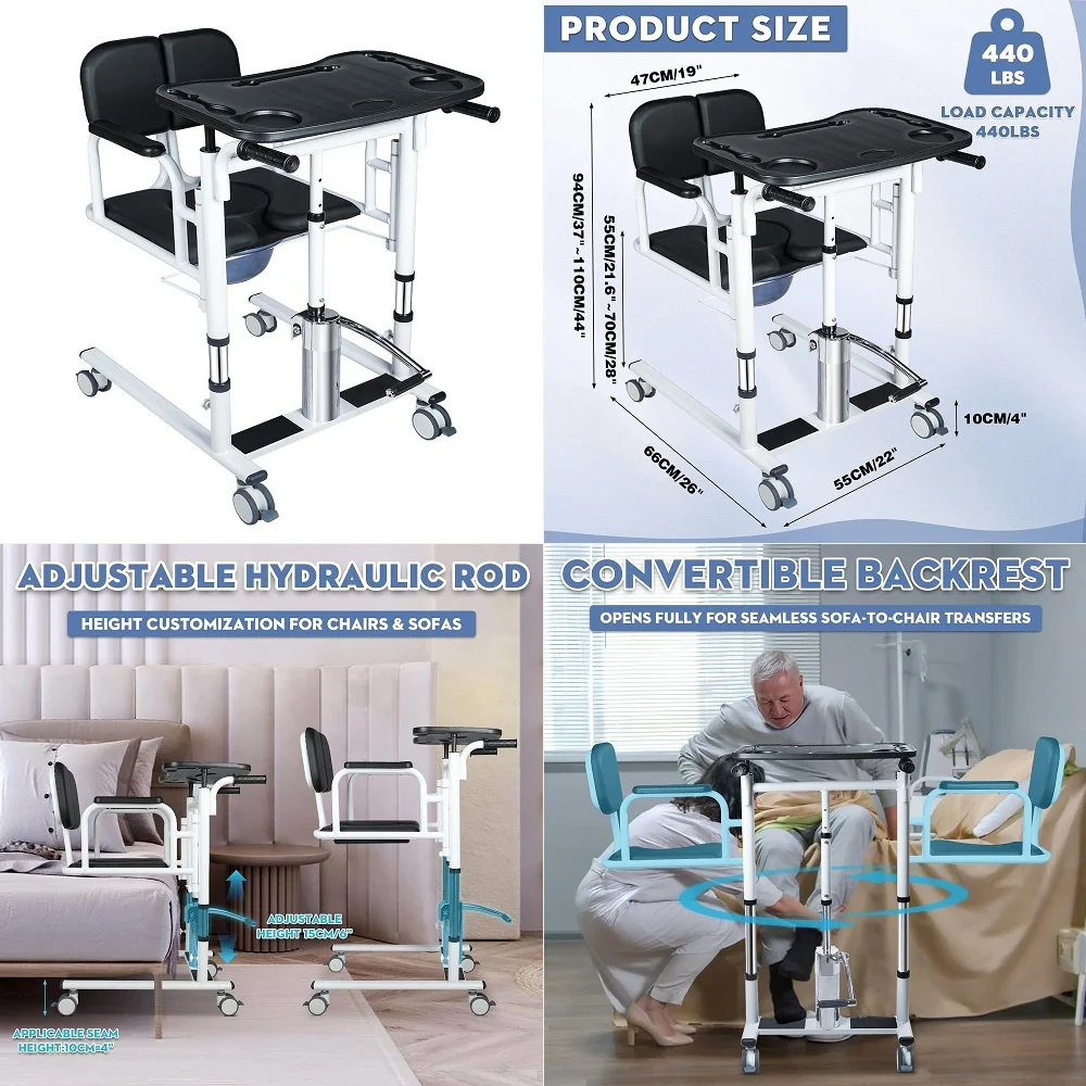 Patient Lift Transfer Chair, 5 in 1 Patient Lift Chair with 180Split Seat, Height Adjustable Patient Transfer Chair with 4 Cast
Patient Lift Transfer Chair, 5 in 1 Patient Lift Chair with 180Split Seat, Height Adjustable Patient Transfer Chair with 4 Cast
