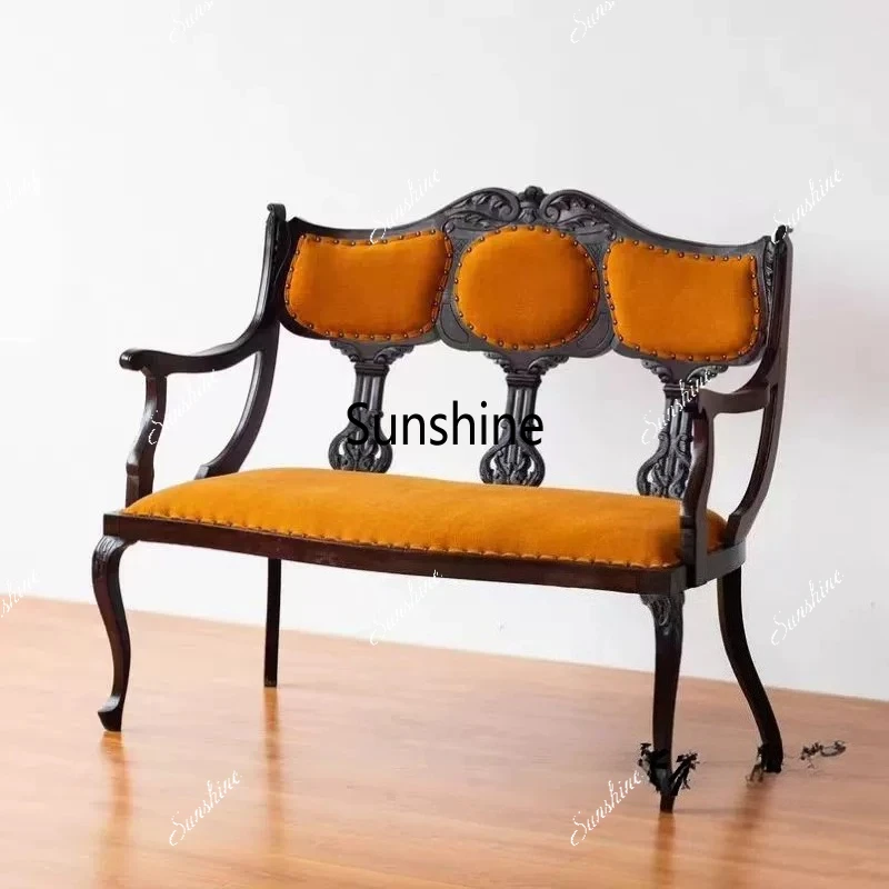 French retro solid wood sofa chair living room small apartment straight bed and breakfast sofa
French retro solid wood sofa chair living room small apartment straight bed and breakfast sofa
