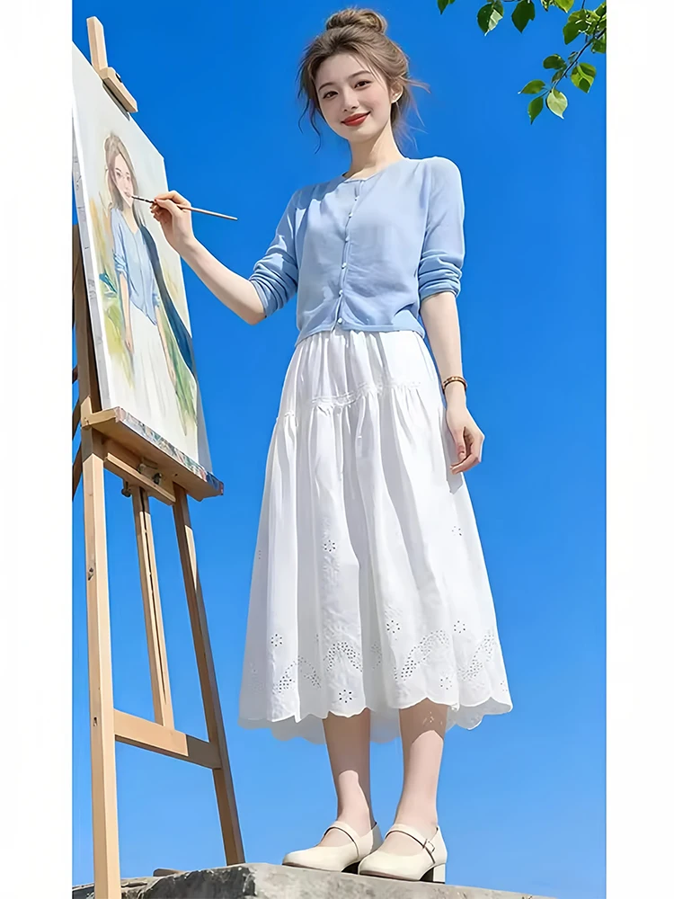 Women's Knitted Open Cardigan And Midi Skirt Set Breathable Casual Style Commute Friendly Meat Concealing Spring Summer Outfit
Women's Knitted Open Cardigan And Midi Skirt Set Breathable Casual Style Commute Friendly Meat Concealing Spring Summer Outfit