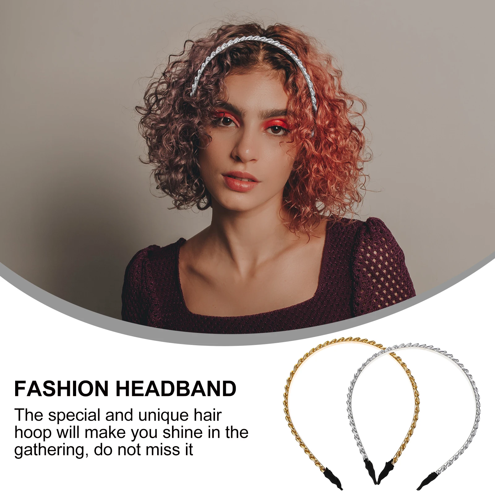 2pcs Chain Headband Metal Twisted Hair Hoops Chic Bridal Accessories Vintage Party Women Headdress Durable Fashion Headwear
2pcs Chain Headband Metal Twisted Hair Hoops Chic Bridal Accessories Vintage Party Women Headdress Durable Fashion Headwear