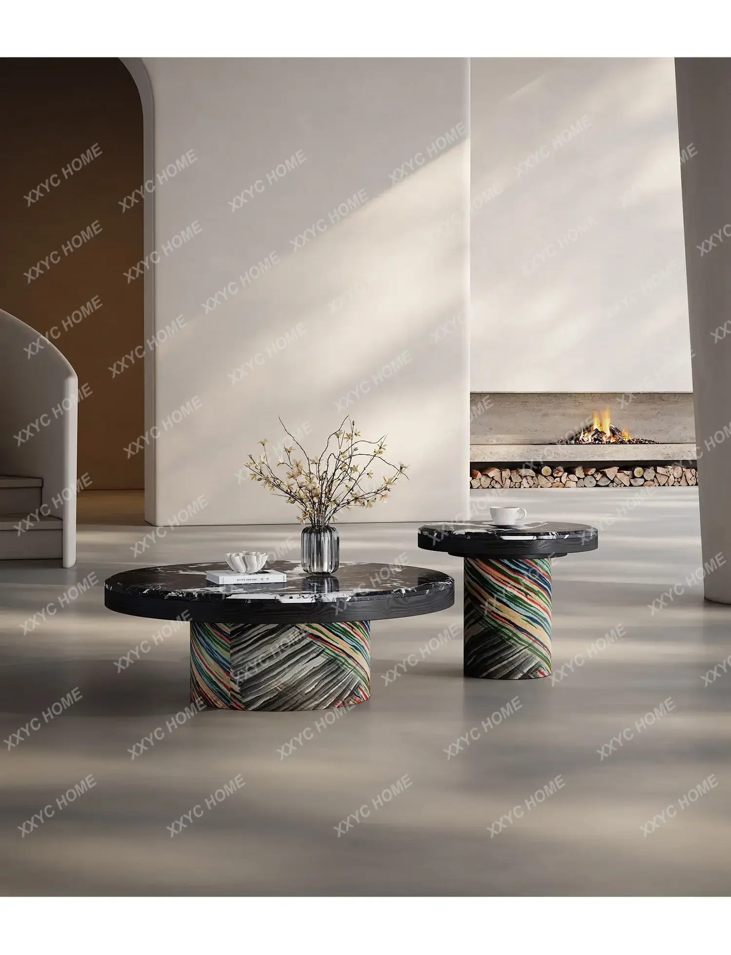 minimalist Bulgari black luxury stone round coffee table living room home, high-end sense
minimalist Bulgari black luxury stone round coffee table living room home, high-end sense