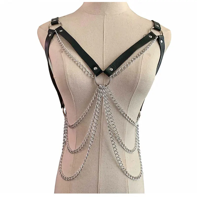 Leather Chain Harness Body Chain Bra Goth Punk Sexy Chain Top Women Body Jewelry Summer Festival Fashion Rave Outfit Harajuku
Leather Chain Harness Body Chain Bra Goth Punk Sexy Chain Top Women Body Jewelry Summer Festival Fashion Rave Outfit Harajuku