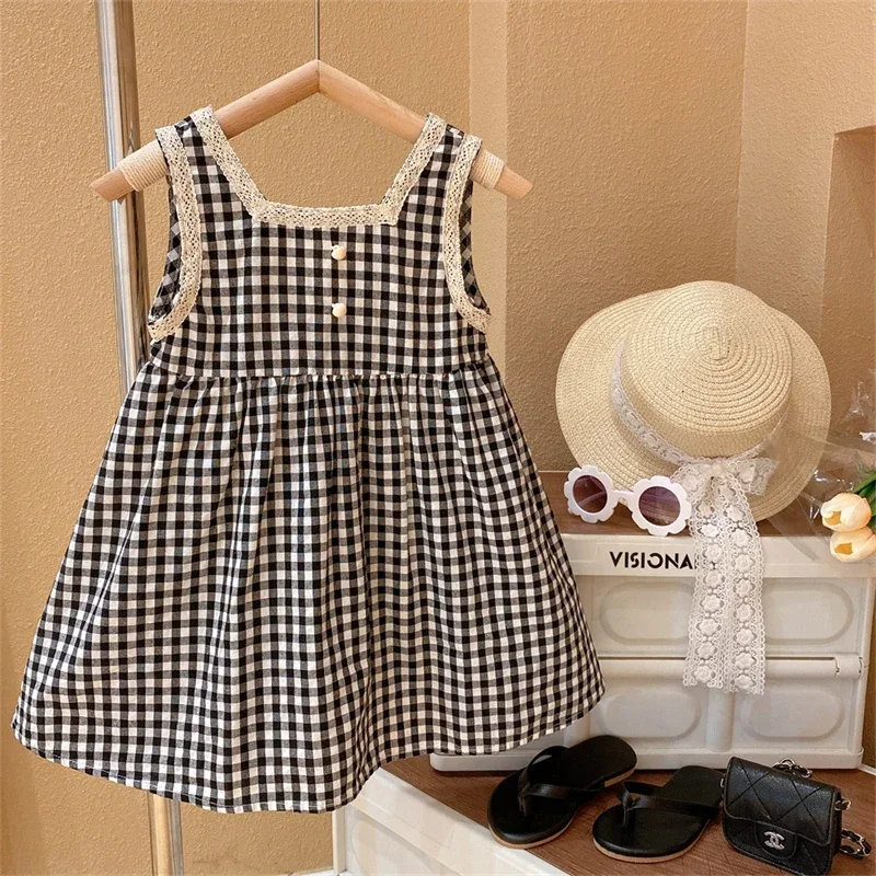 2-8 Years Kids Baby Girls Casual Dresses New Fashion Loose Plaid Summer Dresses Square Collar Sleeveless Princess Dress
2-8 Years Kids Baby Girls Casual Dresses New Fashion Loose Plaid Summer Dresses Square Collar Sleeveless Princess Dress