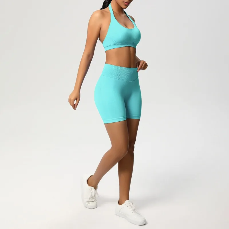 Women's Seamless Yoga Set Quick Drying Back Tight Fitting Neck Sports Bra Shorts Set Outdoor Leisure Running Fitness Set
Women's Seamless Yoga Set Quick Drying Back Tight Fitting Neck Sports Bra Shorts Set Outdoor Leisure Running Fitness Set